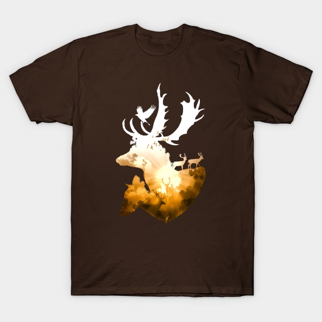 Deer Autumn T-Shirt by DVerissimo